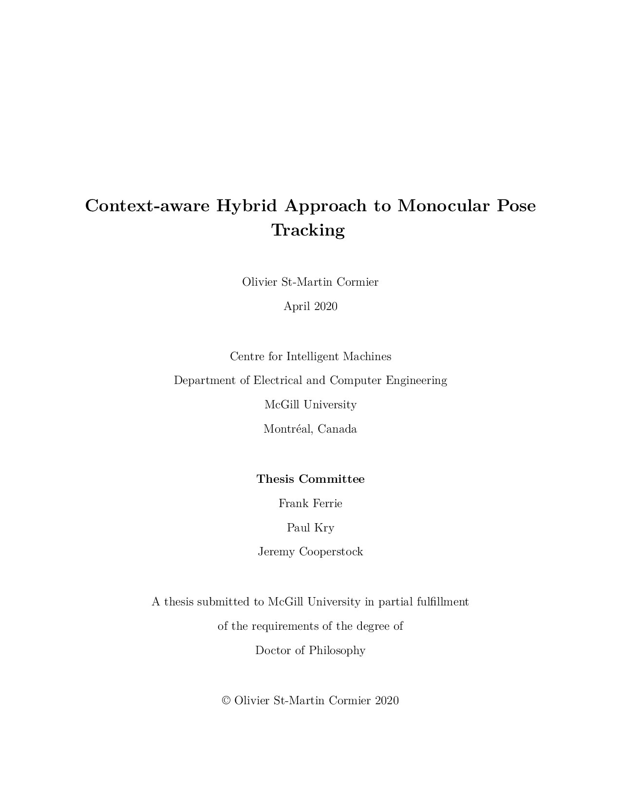 Context-aware Hybrid Approach to Monocular Pose Tracking